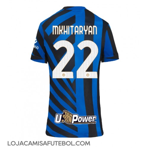 Camisa de Futebol Inter Milan Henrikh Mkhitaryan #22 Equipamento Principal Mulheres 2024-25 Manga Curta